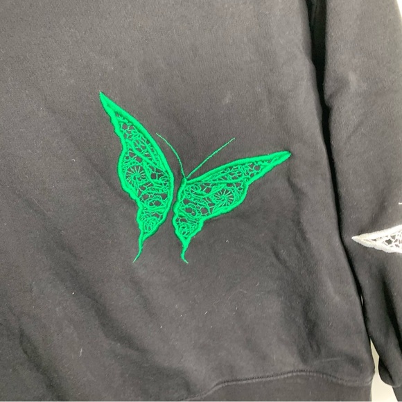 MSGM black embroidered butterfly sweatshirt size small‎ minimalist - Picture 3 of 9